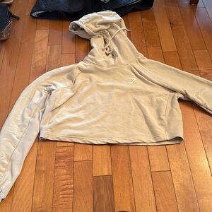 Cream cropped Gym shark Hoodie. S.